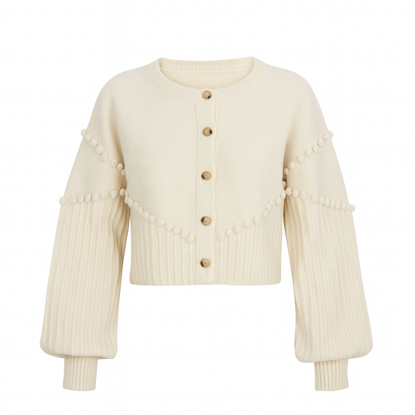 Buso tejido beige - botones  - 31131