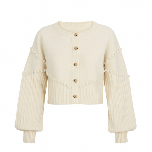 Buso tejido beige - botones  - 31131