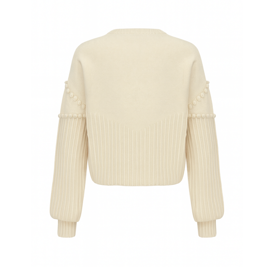 Buso tejido beige - botones  - 31131