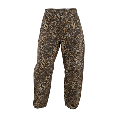 Leopard Print Wide-Leg Jeans - 31518