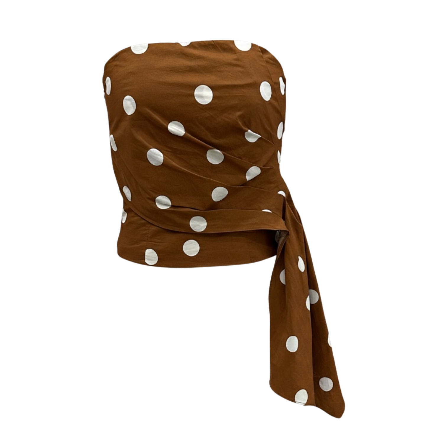 Blusa café con puntos blancos - detalle bolero - 31522