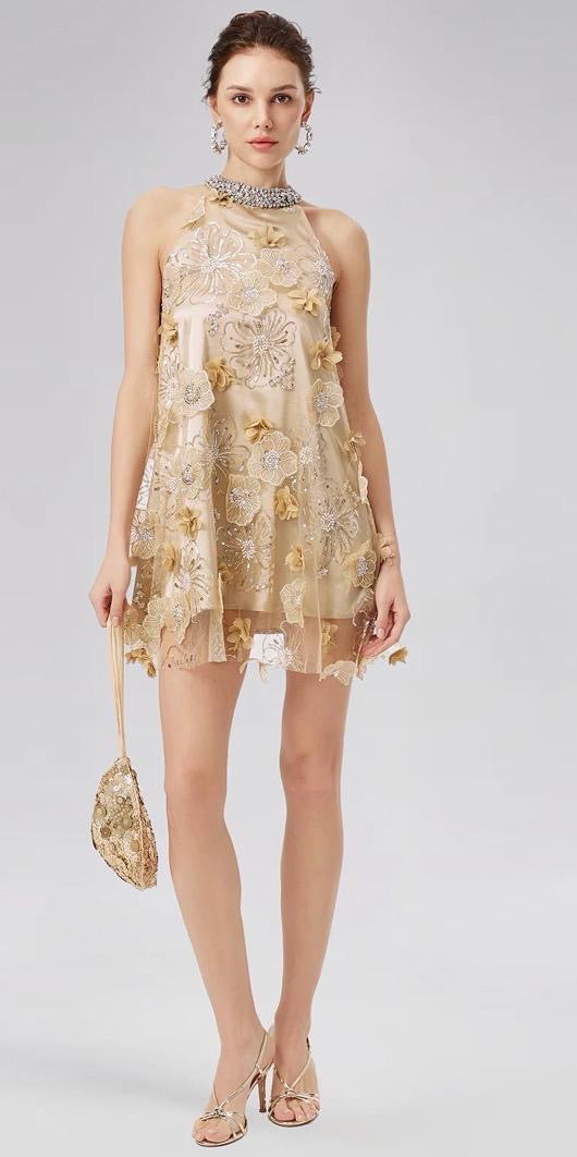 RICH RADI QS Embellished Floral Midi Dress - 30089