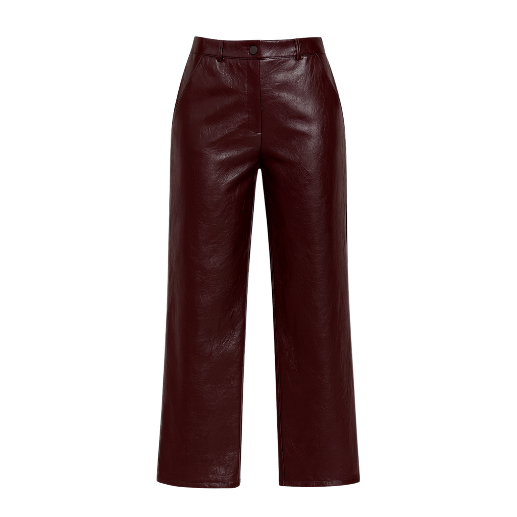 High-Waist Faux Leather Wide-Leg Pants -   31571