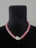 Pink Beaded Necklace with Pearl Pendant - 33147
