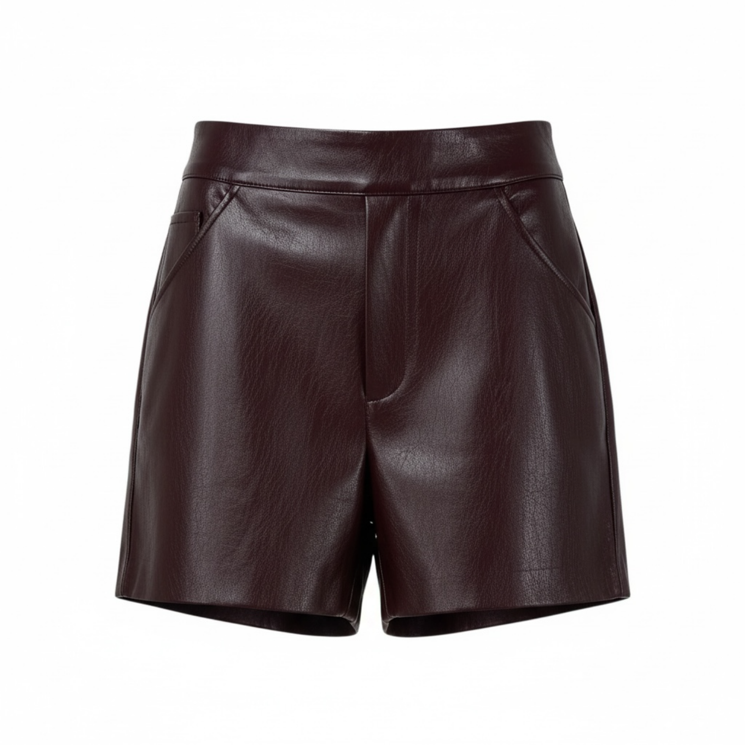 High-Waist Faux Leather Tailored Shorts - 31569