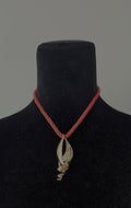 Gold Abstract Pendant on Cord - 24183