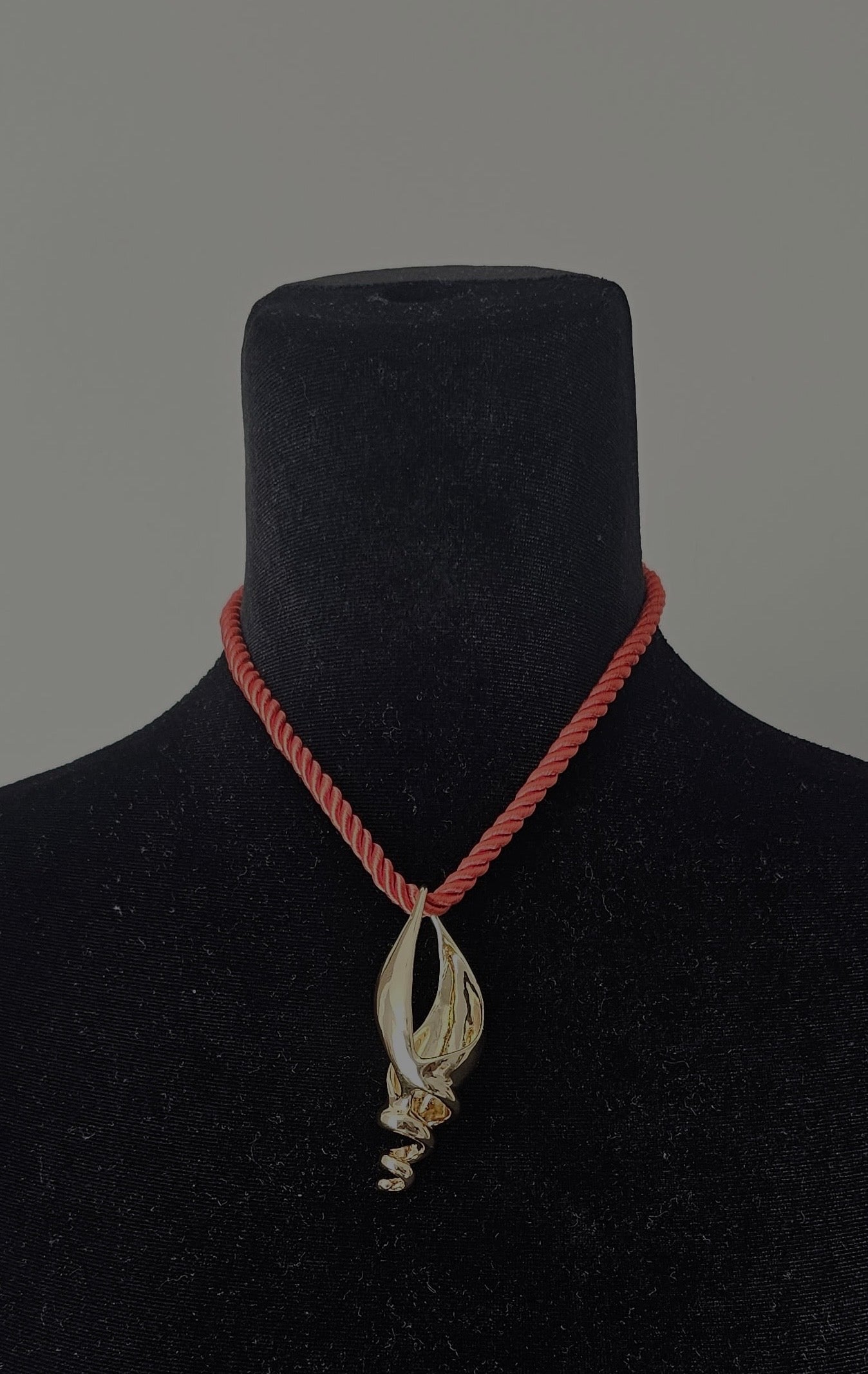 Gold Abstract Pendant on Cord - 24183