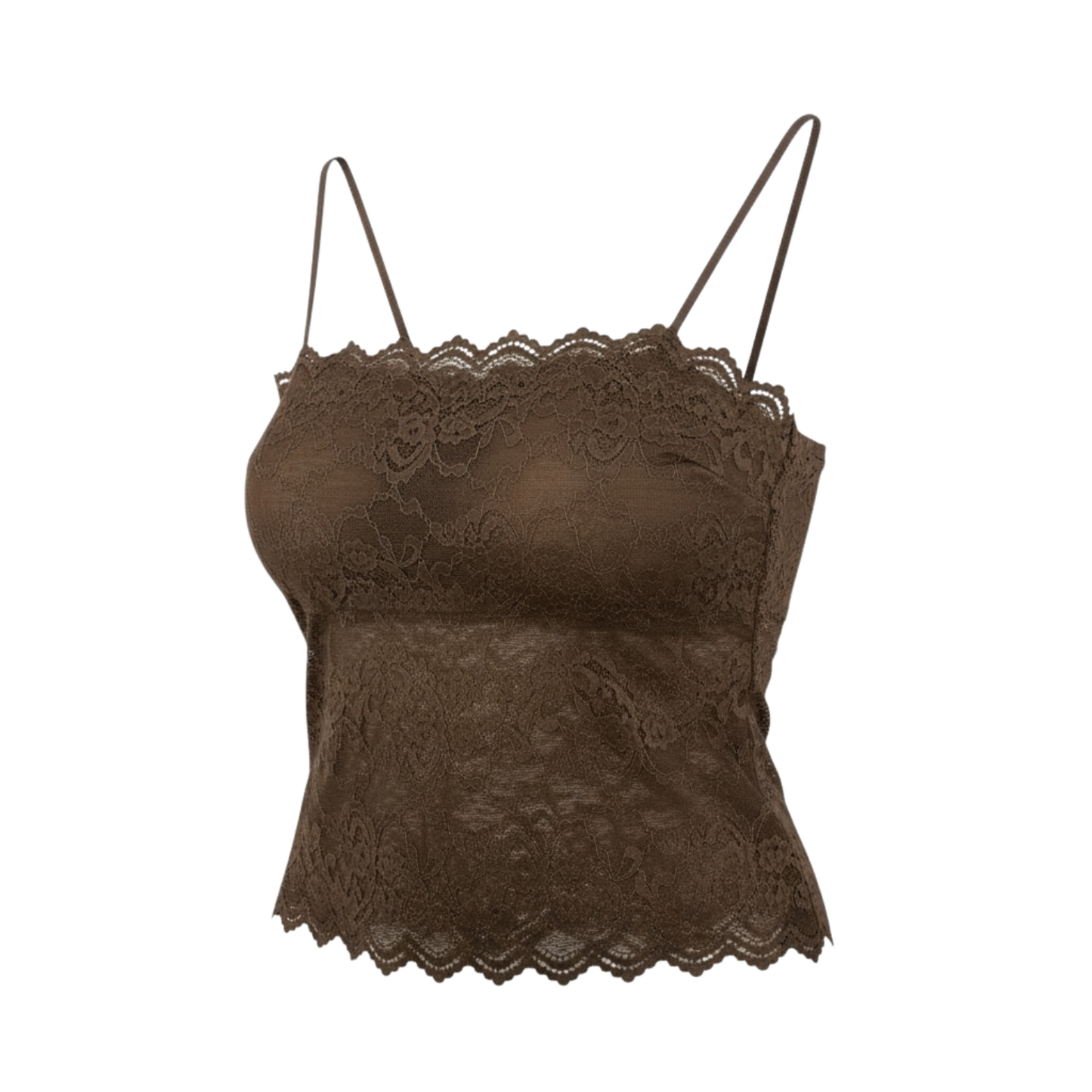 Blusa café en encaje de tiras - 30801