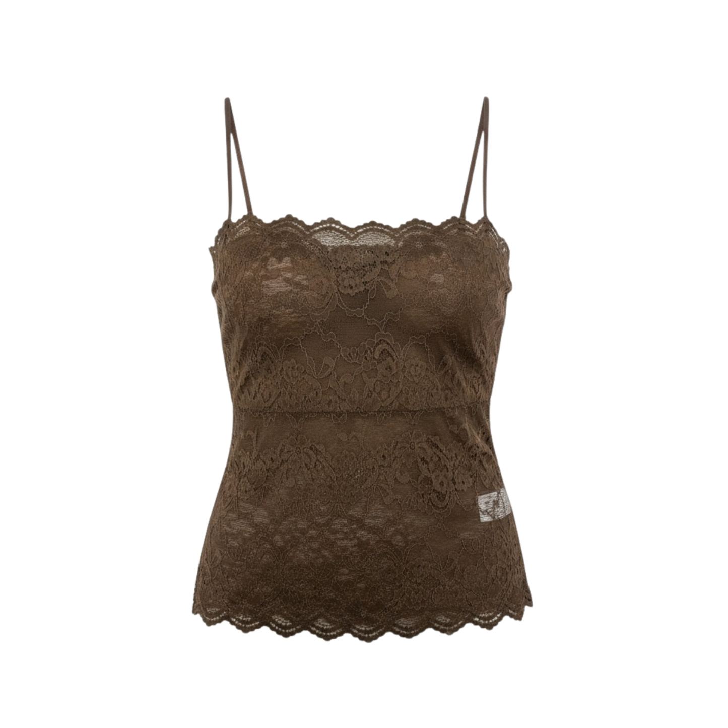 Blusa café en encaje de tiras - 30801