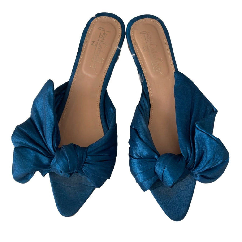 Jessi Caballero Blue Bow Mules –  30915