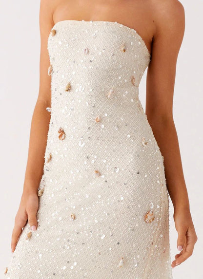 Peppermayo Ivory Strapless Sequin Maxi Dress - 33066