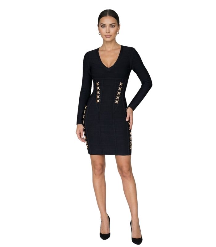 Hervé Leger Iconic Bandage Long-Sleeve Mini Dress - 3937