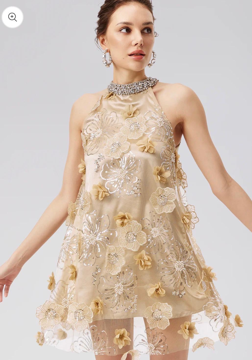 RICH RADI QS Embellished Floral Midi Dress - 30089