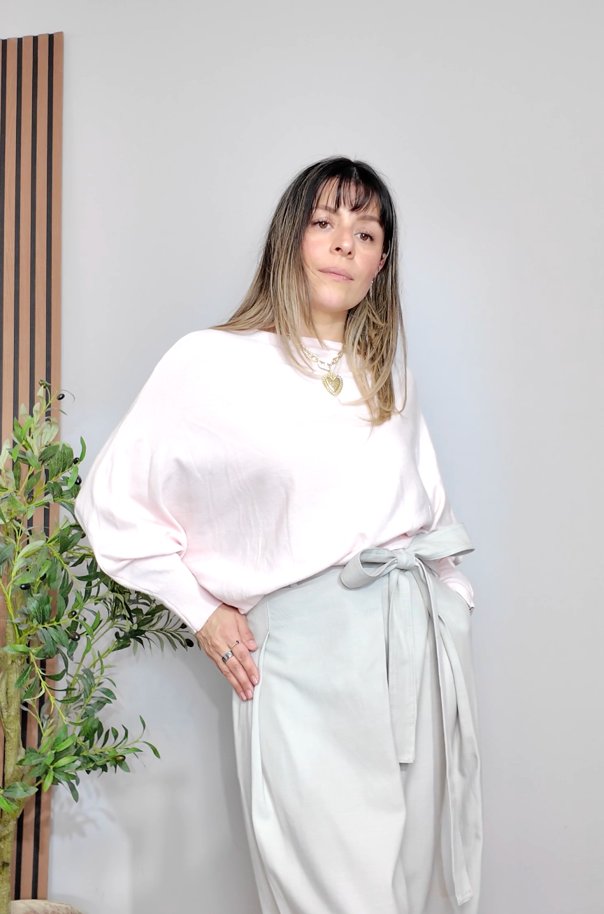 Lightweight Knit Sweater - Pastel Pink - 34101