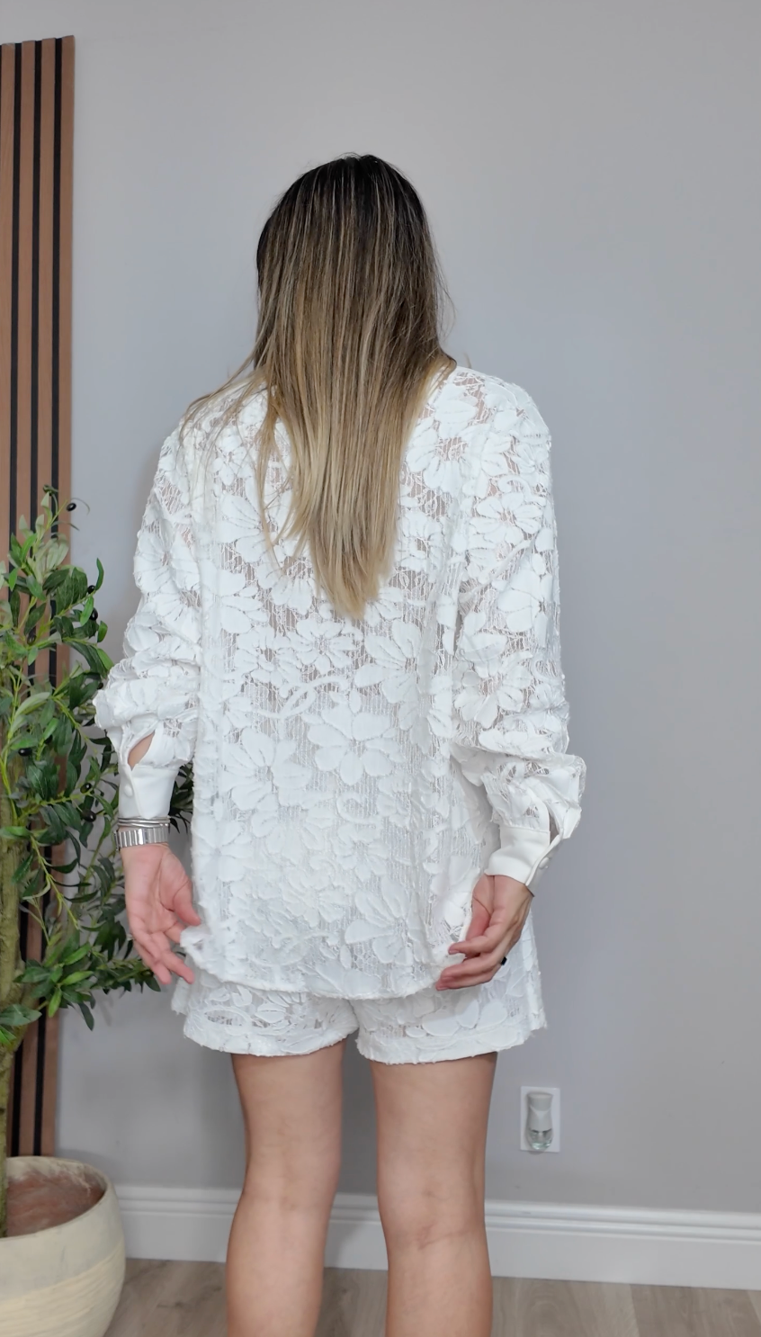 White Floral Lace Matching Set - 33649