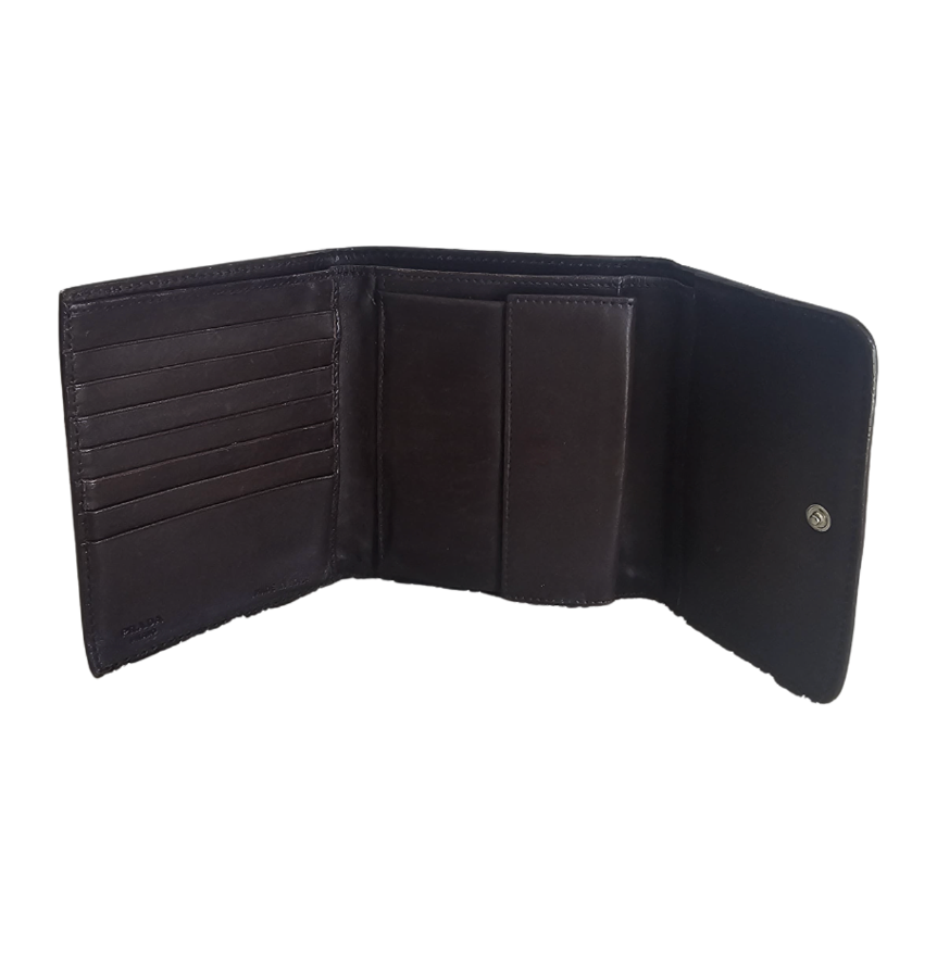 Prada Logo Jacquard Compact Wallet - 30631