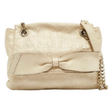 Carolina Herrera Ivory Embossed Leather Bow Shoulder Bag - 30718