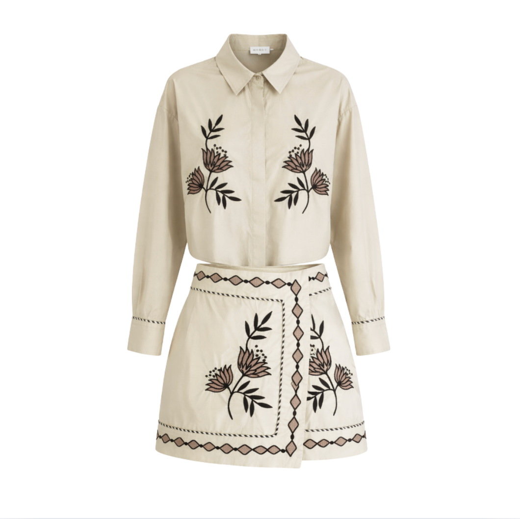 Two-Piece Embroidered Set – Blouse &amp; Mini Skirt - 30238