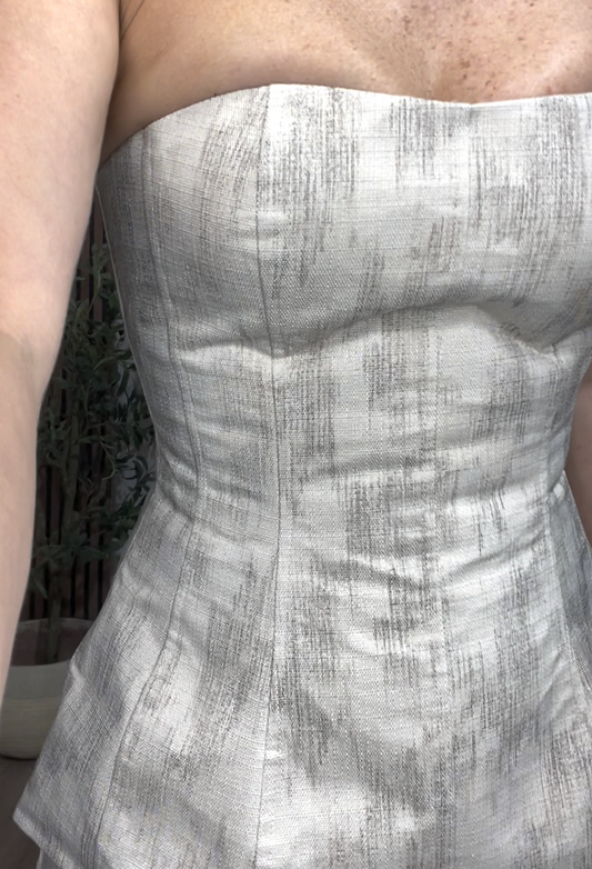 Strapless Textured Two-Piece Set – Taupe & Ivory -  33445