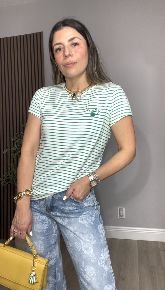 Green Striped Lucky T-Shirt - 33274