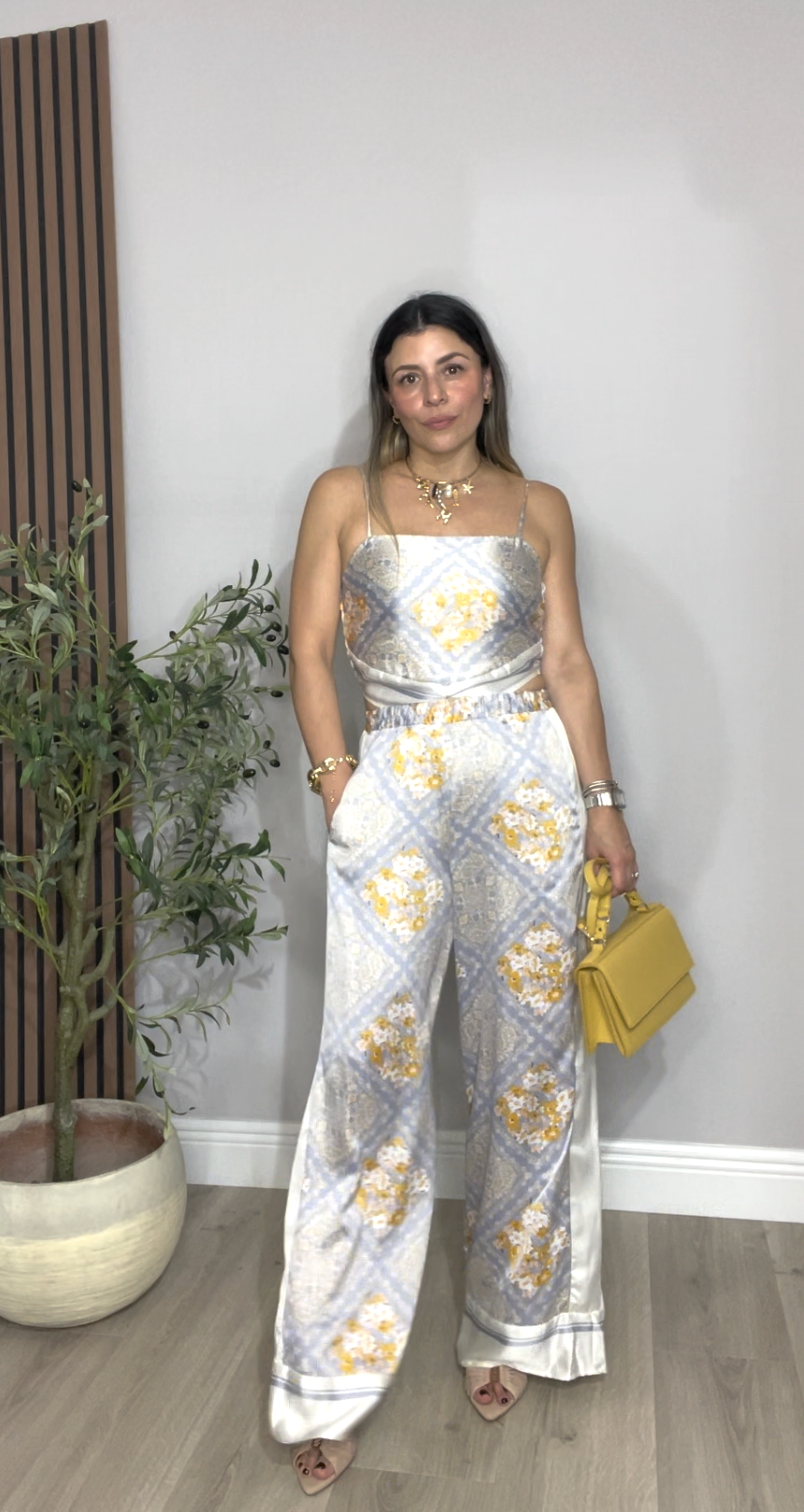 Printed Satin Two-Piece Set - 33118