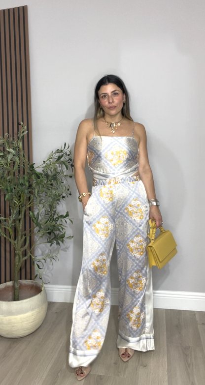 Printed Satin Two-Piece Set - 33118