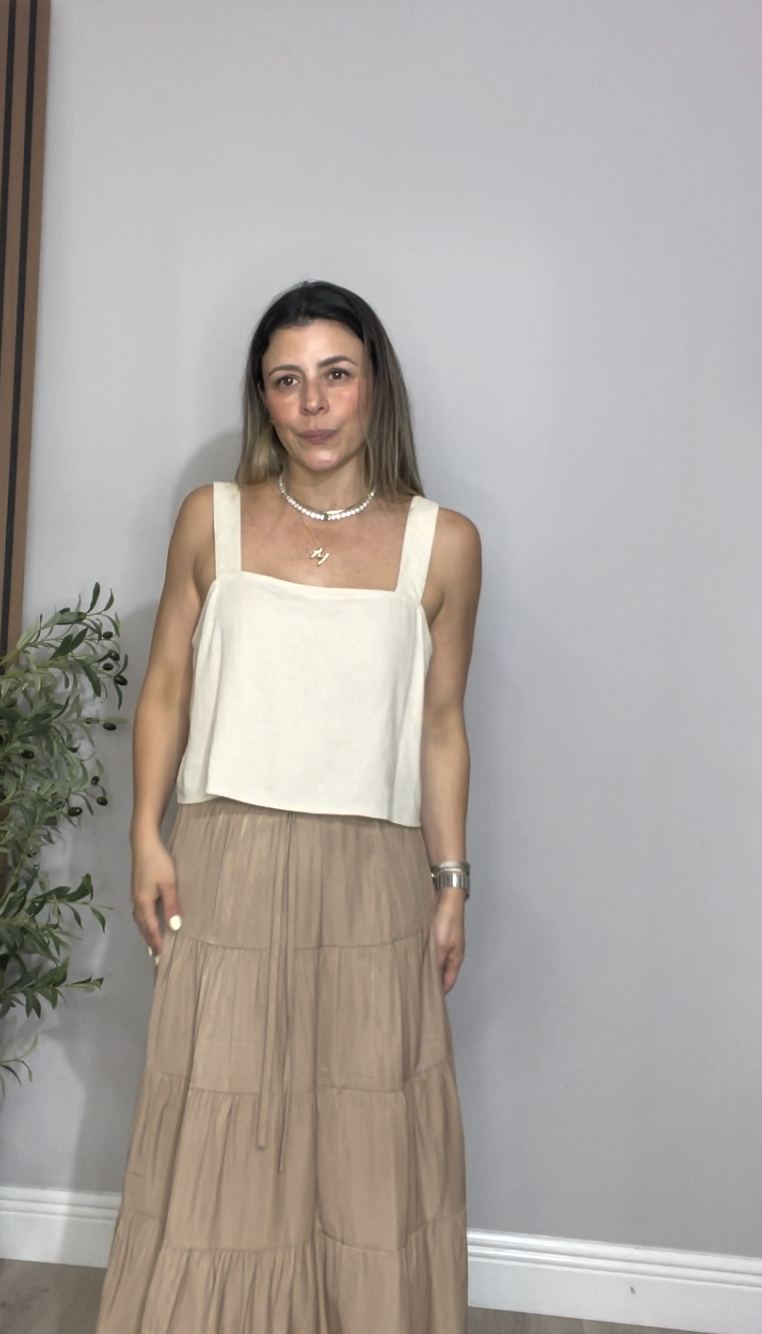 Ivory Linen Cropped Top - 33190