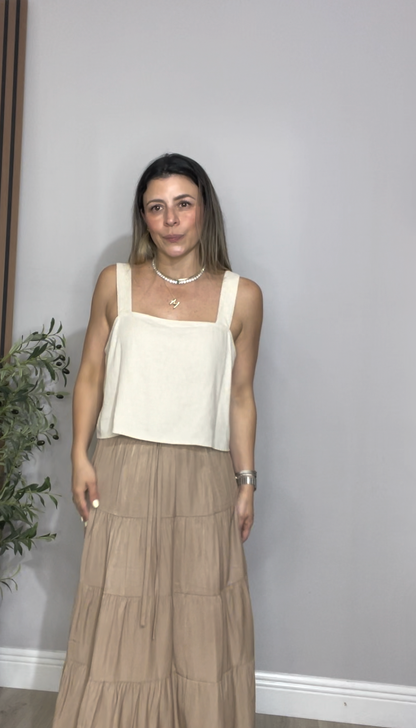 Ivory Linen Cropped Top - 33190