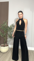 Black Velvet Jumpsuit - 33306