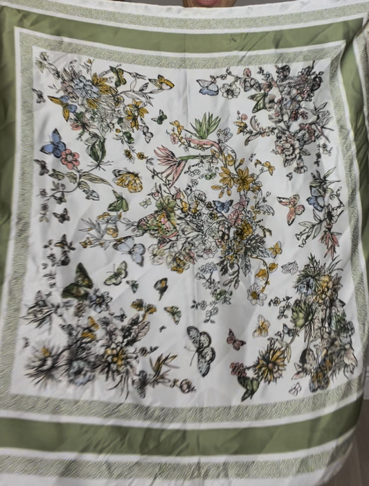 Botanical Butterfly Print Scarf - 33548