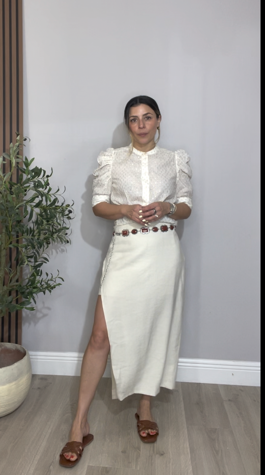 Ivory High-Slit Skort -33529