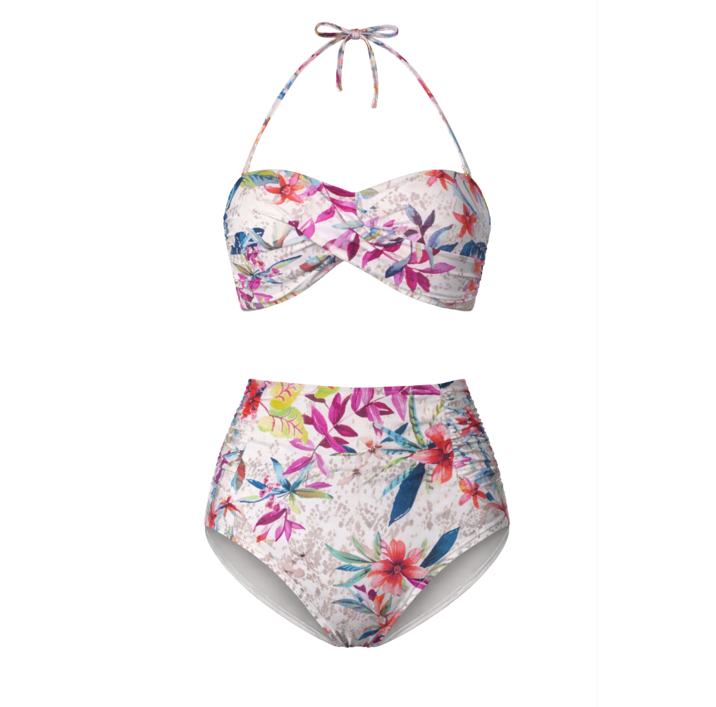 Tropical High-Waisted Bikini Set - 33055