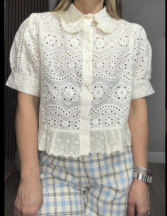 Romantic Eyelet Lace Blouse - 33663