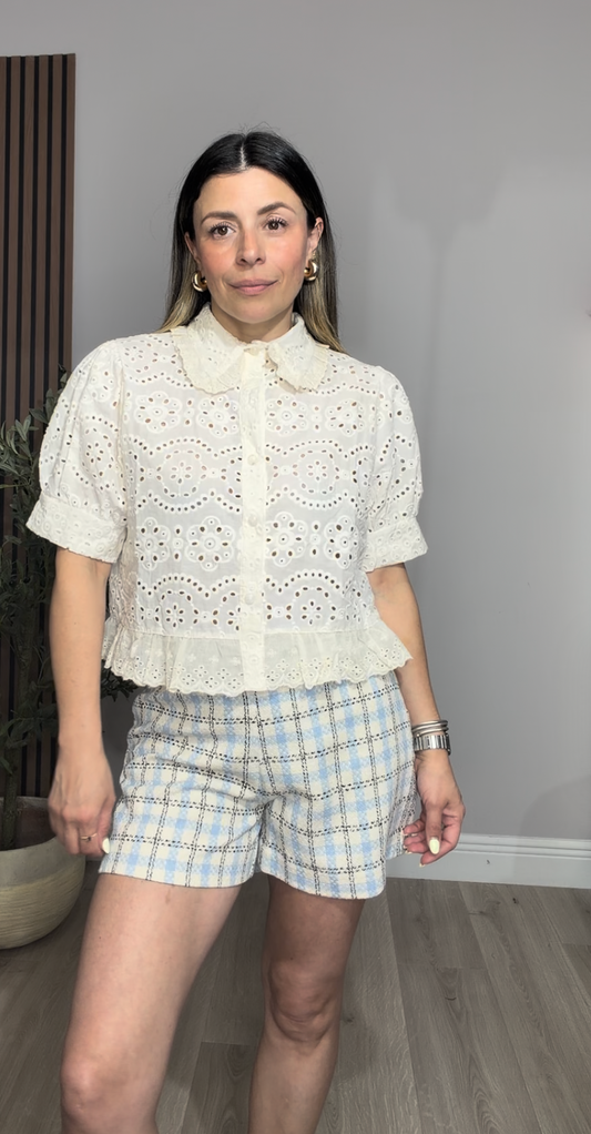 Romantic Eyelet Lace Blouse - 33663