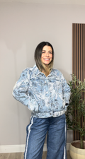 Denim Jacket with Lace Overlay Detail - 33666