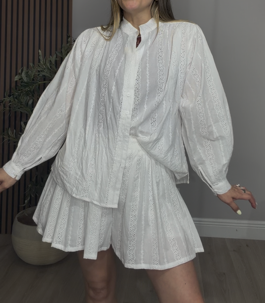 White Eyelet Two-Piece Set - 33656