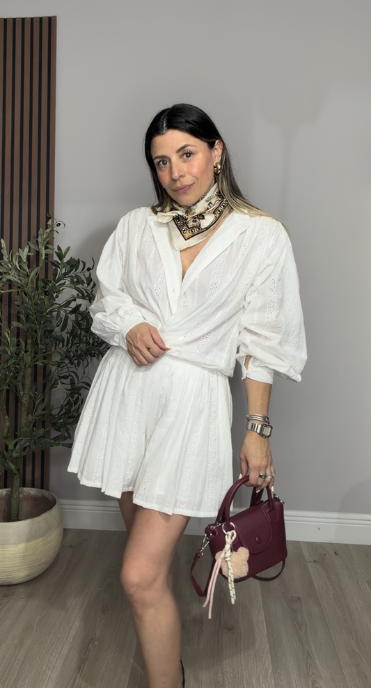 White Eyelet Two-Piece Set - 33656