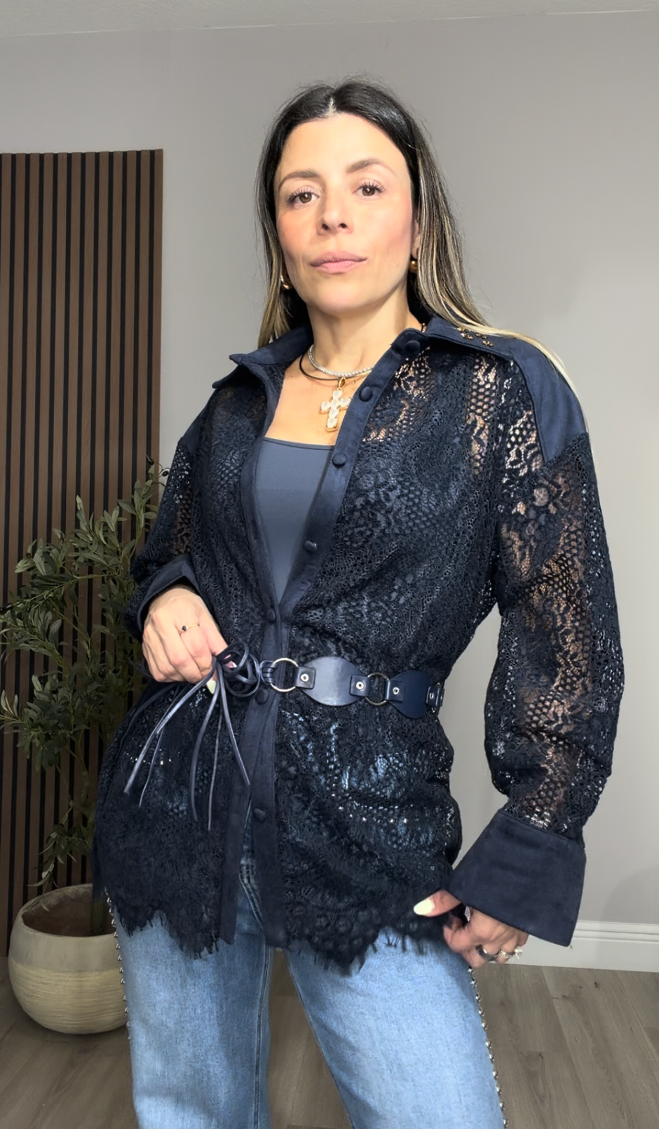 Black Lace Statement Shirt - 33661