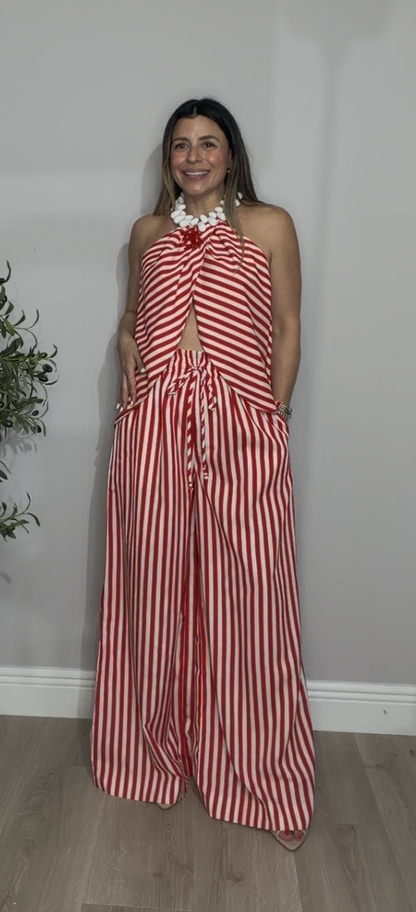 Red & White Statement Striped Set - 33648