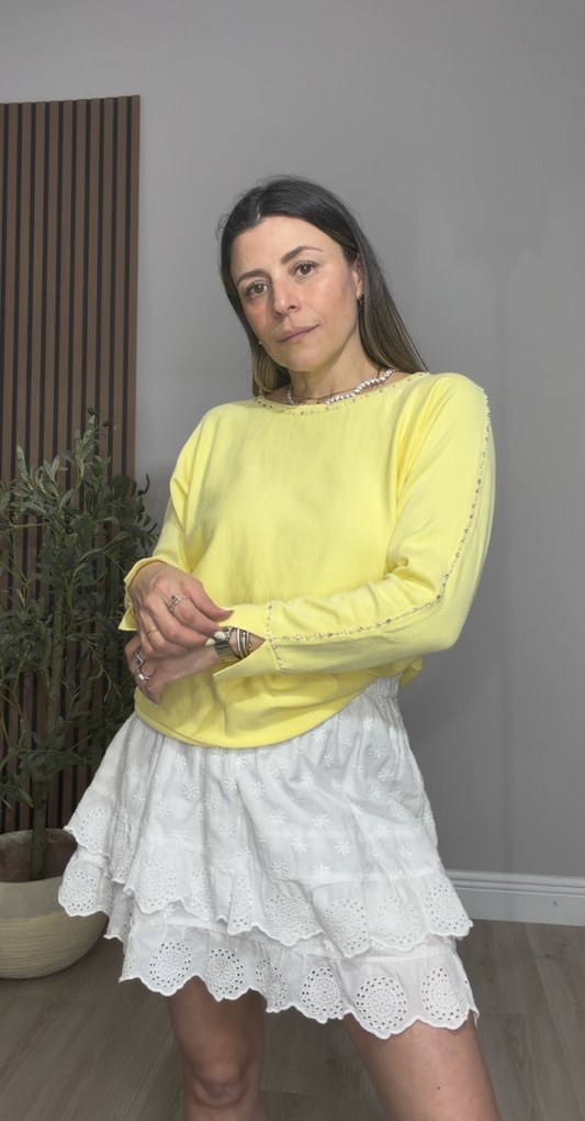Embellished Yellow Sweater- 33605