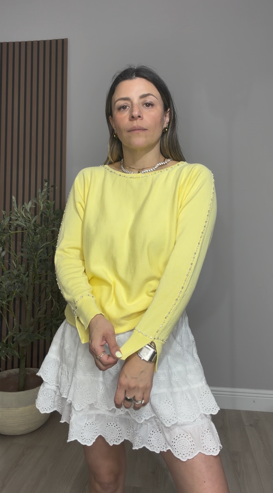 Embellished Yellow Sweater- 33605