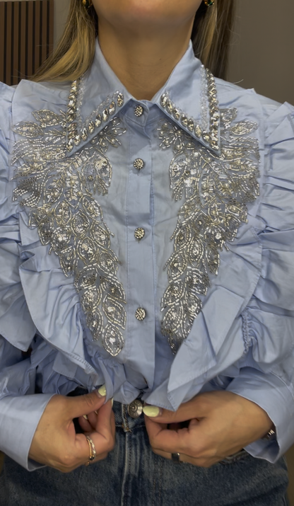 Embellished Ruffle Statement Shirt - 33405 - 33407