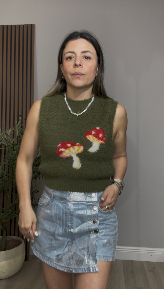 Metallic Denim Skort - 33612