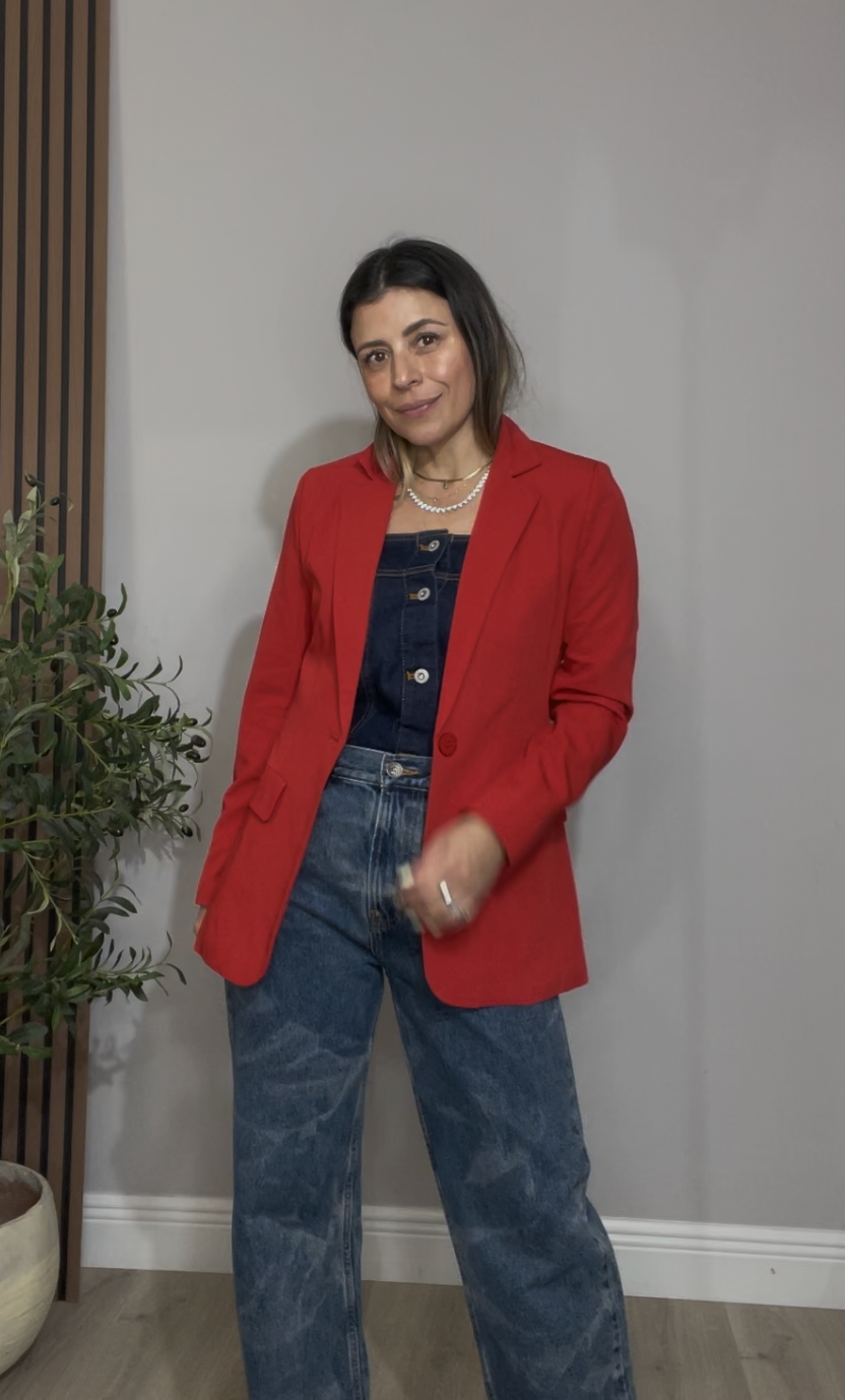 Classic Red Tailored Blazer - 33577