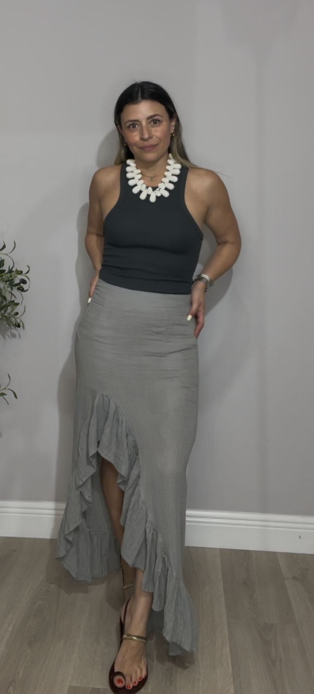 Asymmetrical Ruffle Maxi Skirt - 33418 - 33417 - 33416