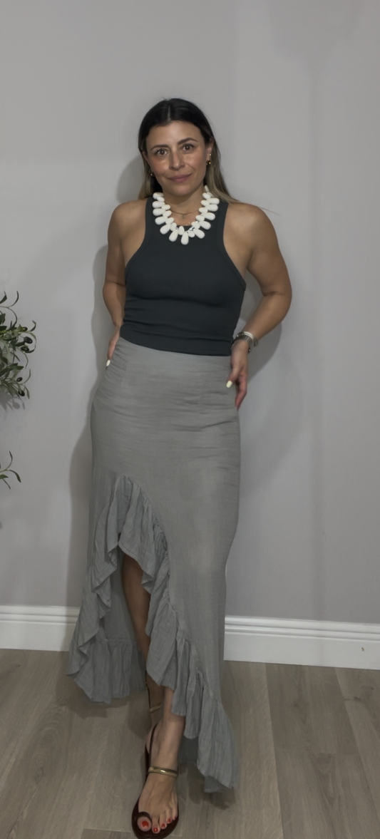 Asymmetrical Ruffle Maxi Skirt - 33418 - 33417 - 33416