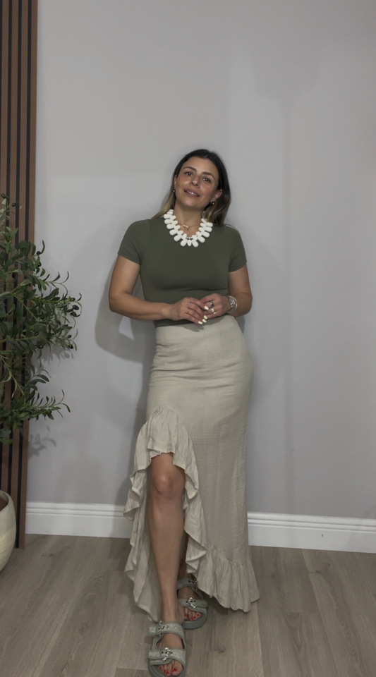 Asymmetrical Ruffle Maxi Skirt - 33418 - 33417 - 33416