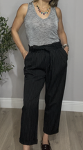 Pinstripe Paperbag Waist Pants - 33475