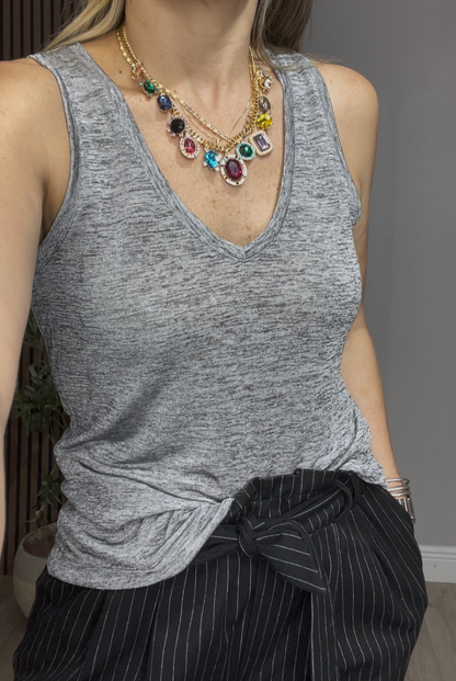 Classic Gray V-Neck Tank - 33202