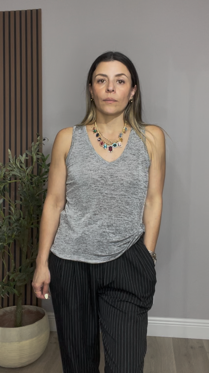 Classic Gray V-Neck Tank - 33202
